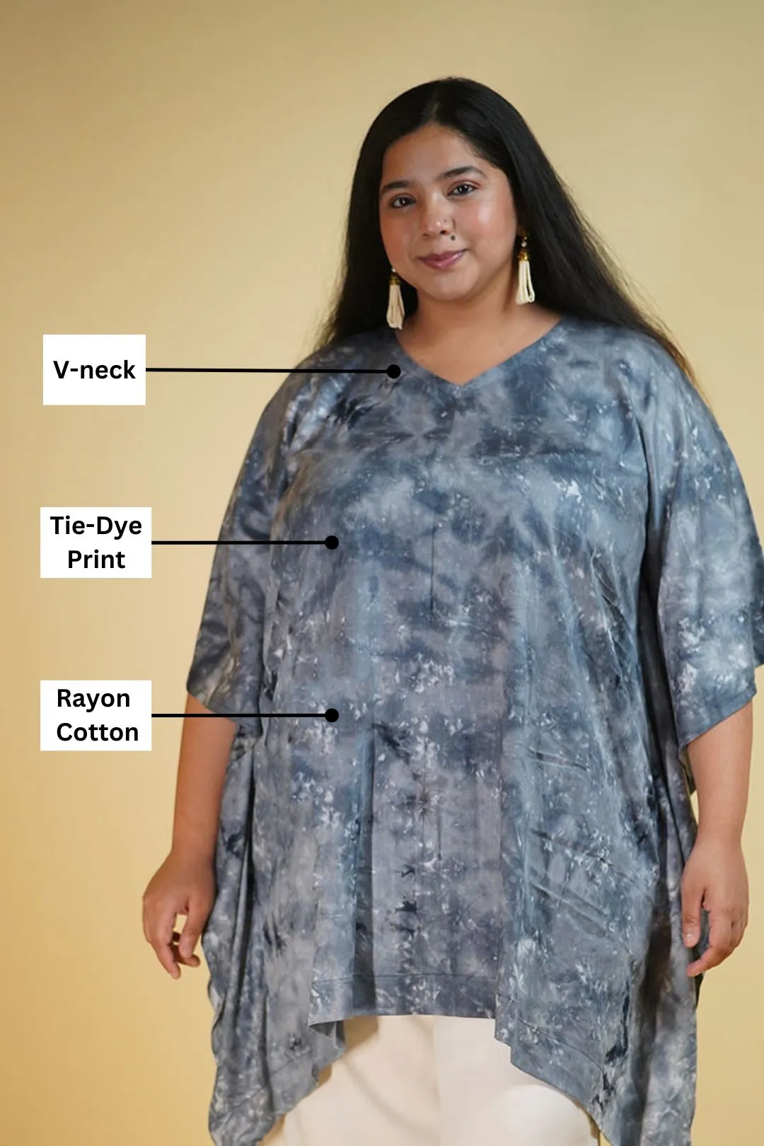 Grey Rayon TieDyeKurta - Nuages