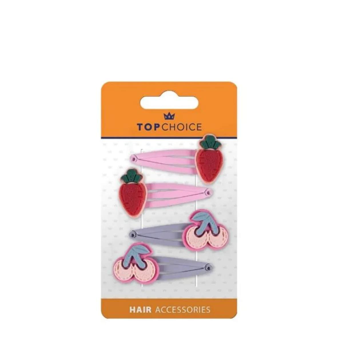 Hair Clips - Strawberries & Cherries, 4 pcs