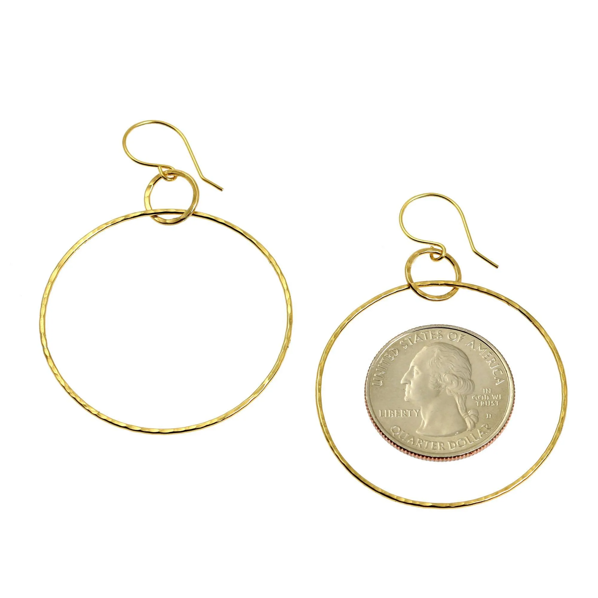 Hammered Nu Gold Brass Hoop Earrings