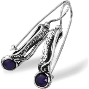 Israeli jewelry designers in silver earrings set amethyst / earrings for women