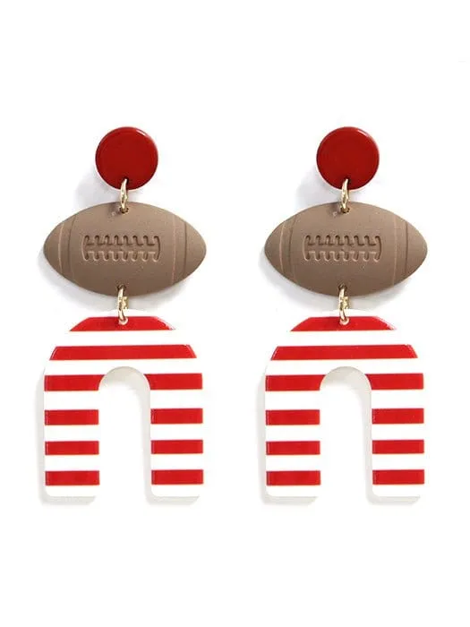 KE9002 Football Horseshoe Dangle Earrings