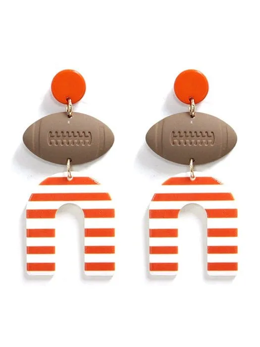 KE9002 Football Horseshoe Dangle Earrings