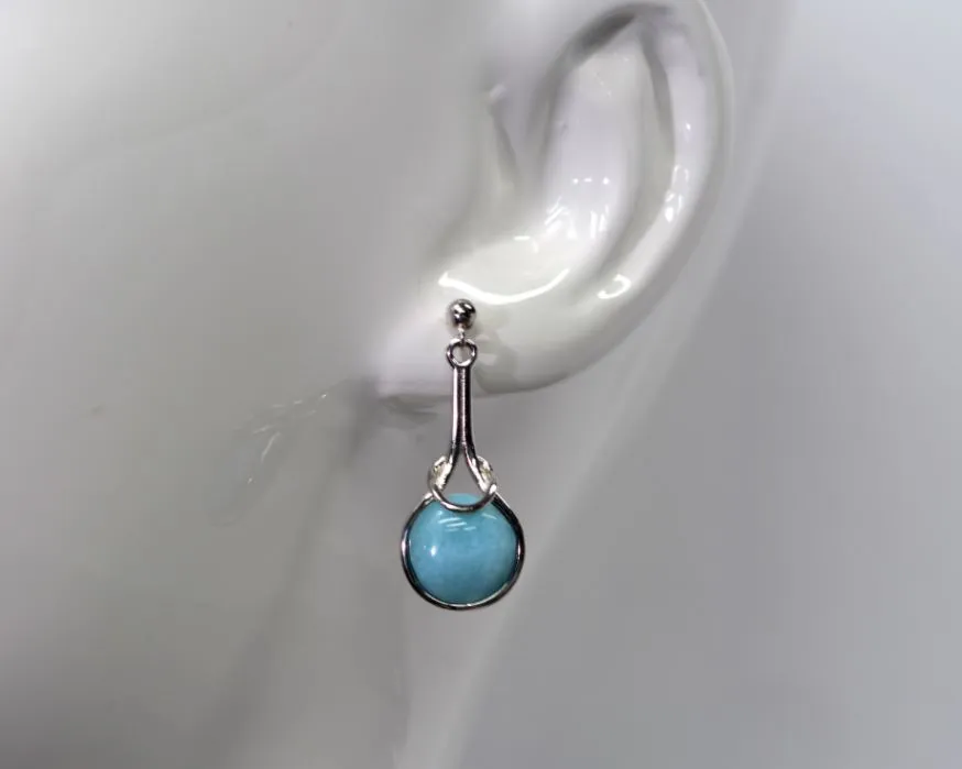 Larimar 10mm Post dangle Earrings