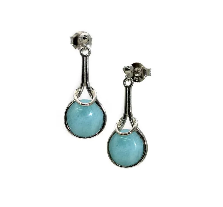 Larimar 10mm Post dangle Earrings