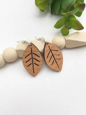 Lightweight Fall Earrings Leaf Dangle Hook Earrings Wood Cutout Leaf Autumn Jewelry Christmas Gift for Teacher