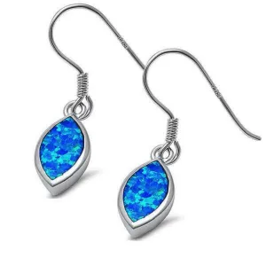 Marquise Shaped Blue Opal Sterling Silver Earrings