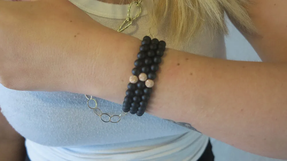 Medium Matte Black Onyx Beaded Bracelets