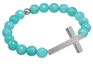 Micro Paved Beaded Cross Bracelet