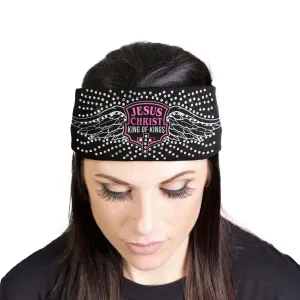 Milwaukee Leather | Bling Designed Wide Headbands-Headwraps for Women Biker Bandana with Jesus Wings- MLA8029