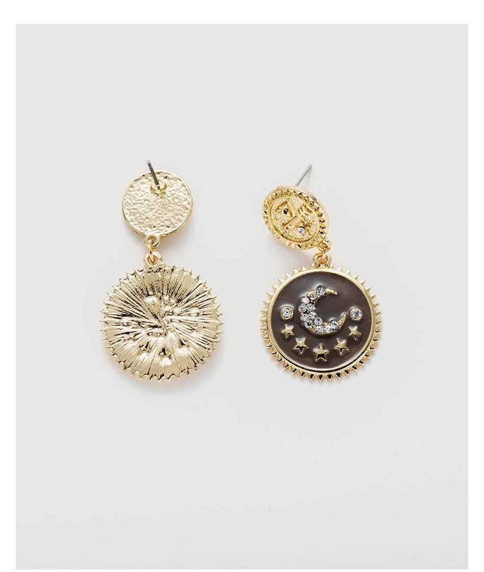 Moon and Star Dangle Earrings