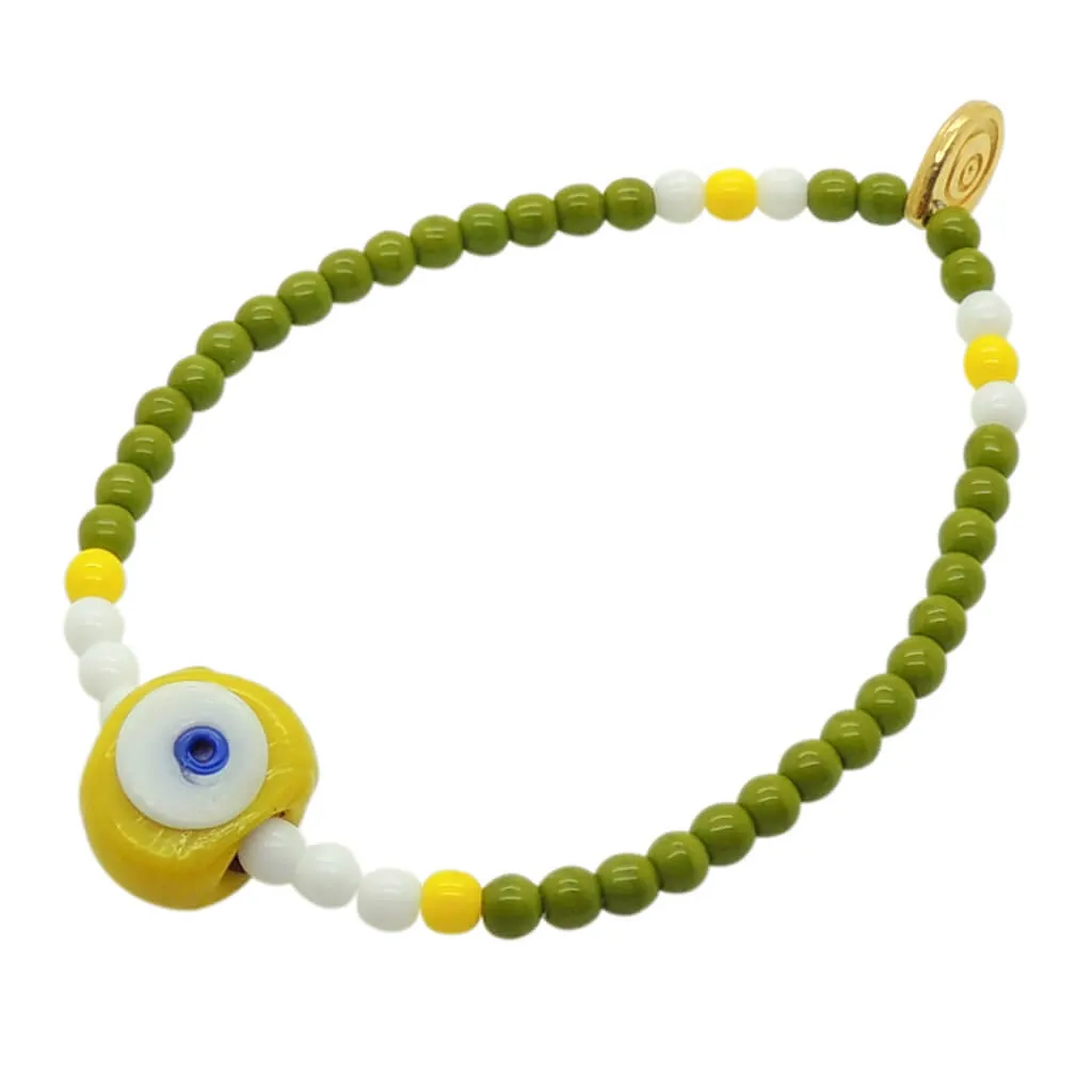 Multicolour Glass Evil Eye Nugget Glass Bead Mix Bracelet