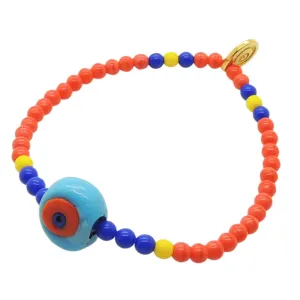 Multicolour Glass Evil Eye Nugget Glass Bead Mix Bracelet