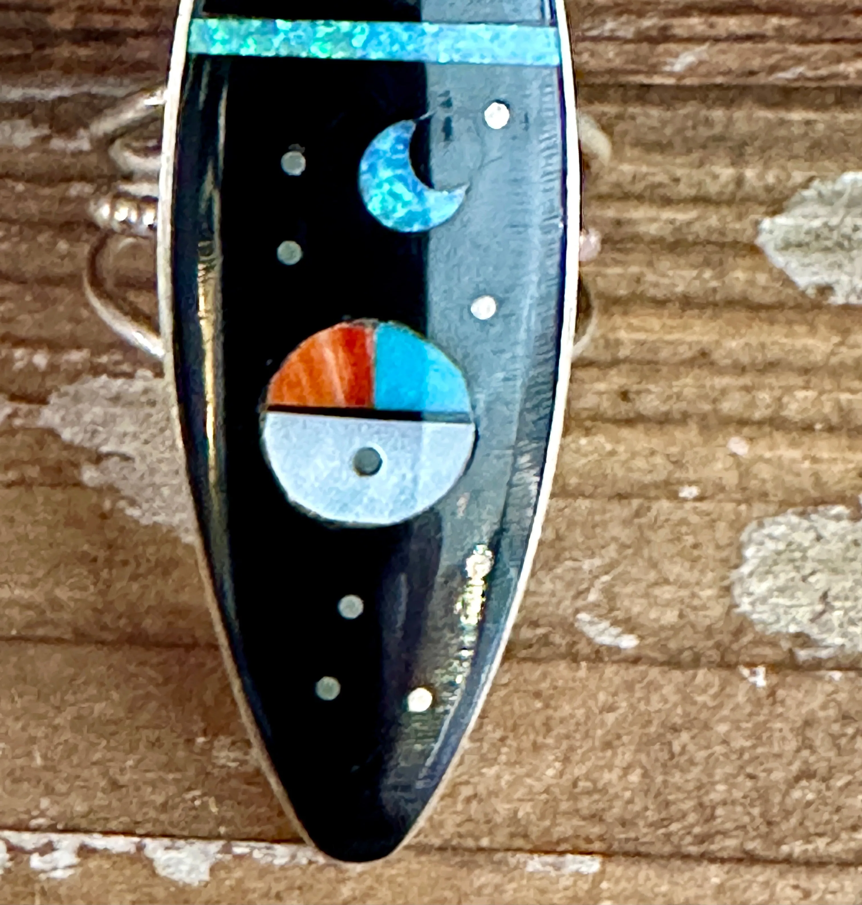 NIGHT SKY Harold H Smith Inlay Celestial Zuni Ring • Size 7 & 7.5