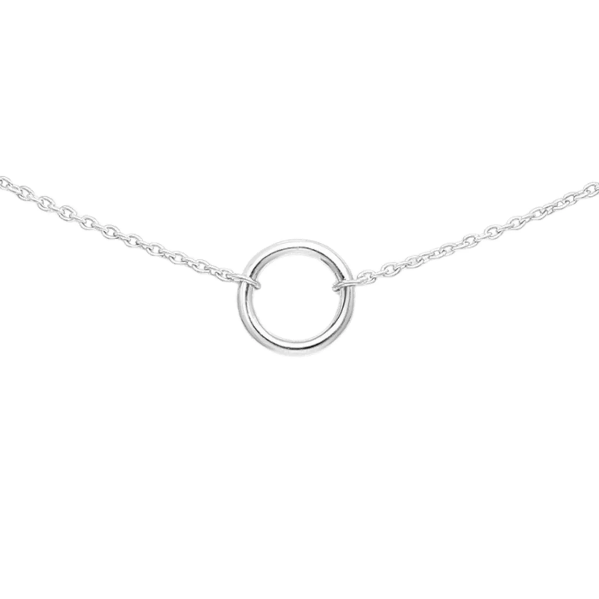 Open Circle Choker Necklace In Sterling Silver