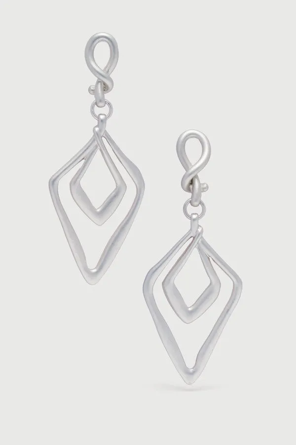 Open Double Diamond Abstract Dangle Earrings