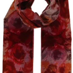 Painted Floral Scarf - Burgundy