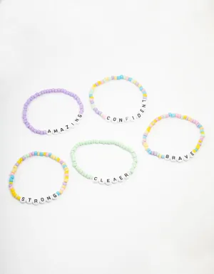 Pastel Beaded Brave Bracelet 5-Pack