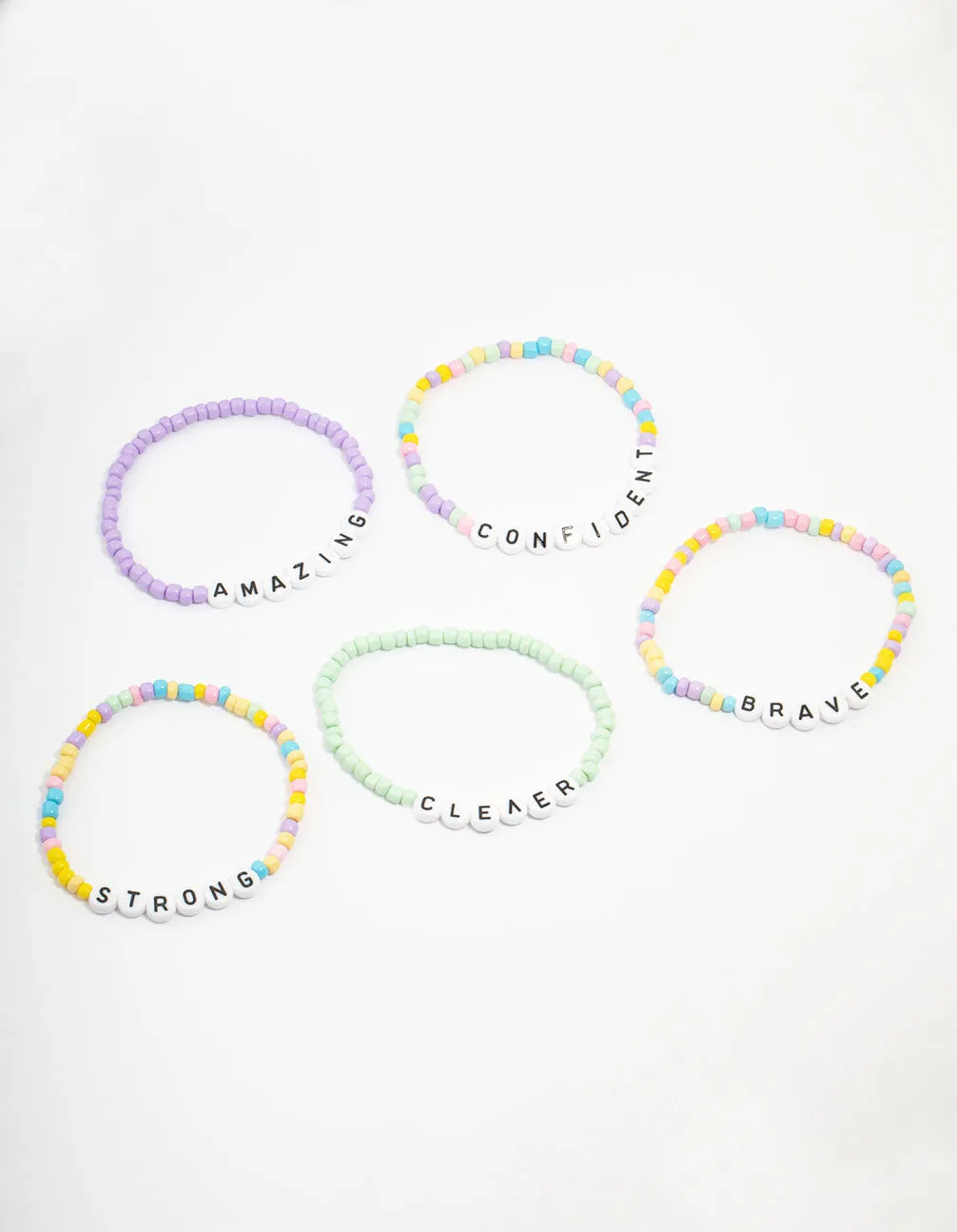 Pastel Beaded Brave Bracelet 5-Pack