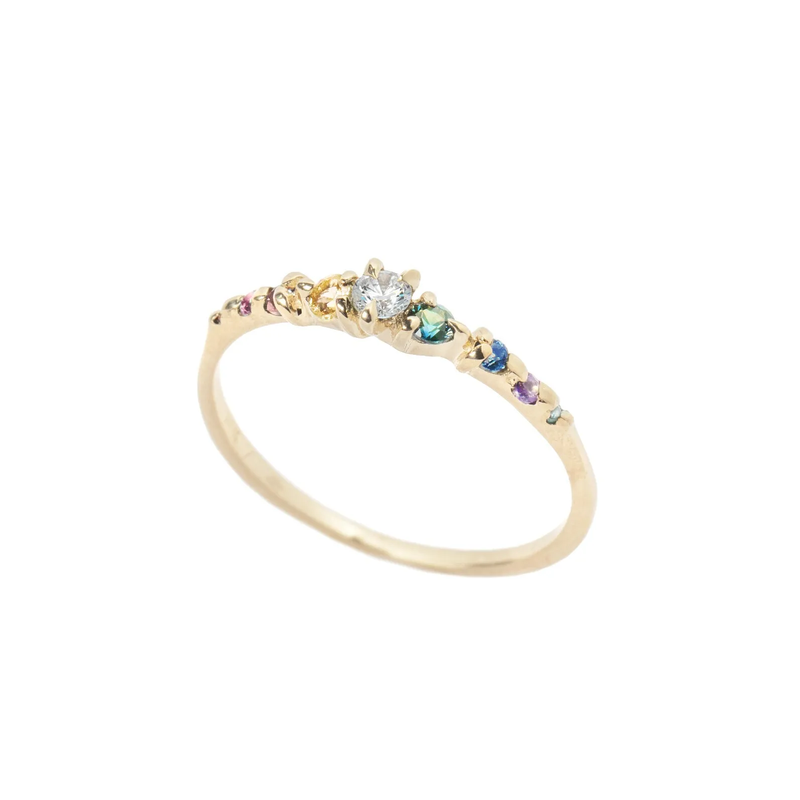 Rainbow Sapphire and Diamond Cyndra Ring