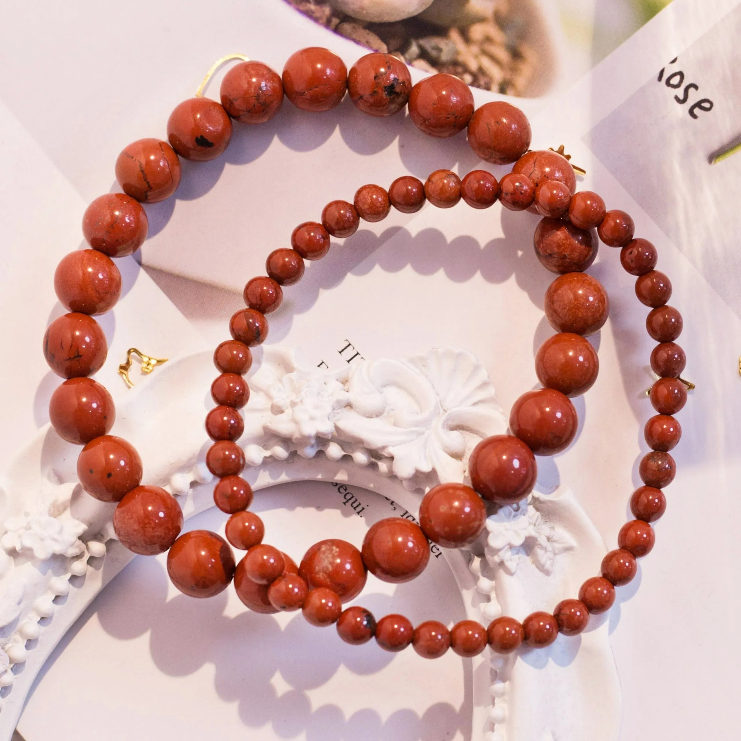 Red River Jasper Beaded Crystal Bracelet