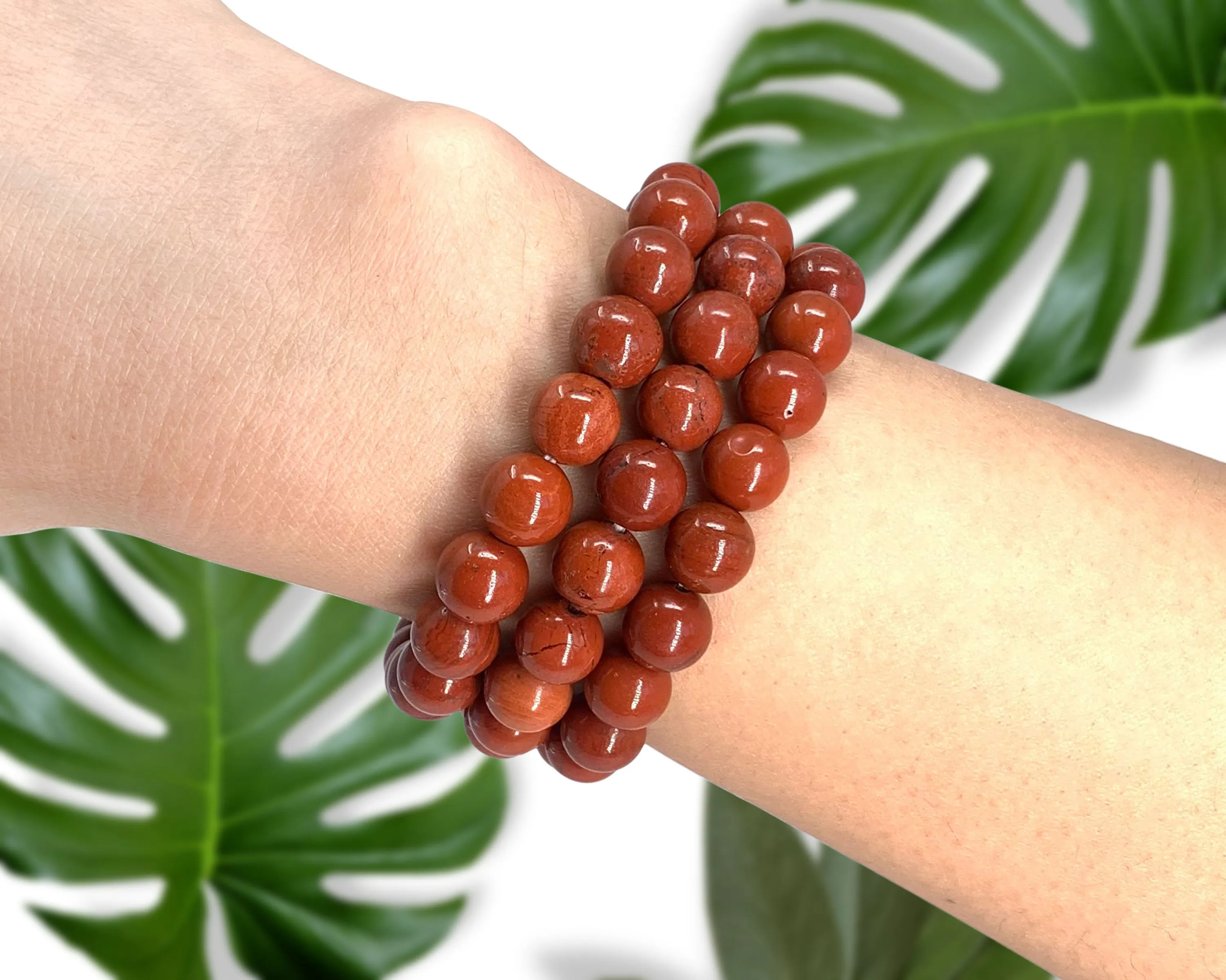 Red River Jasper Beaded Crystal Bracelet