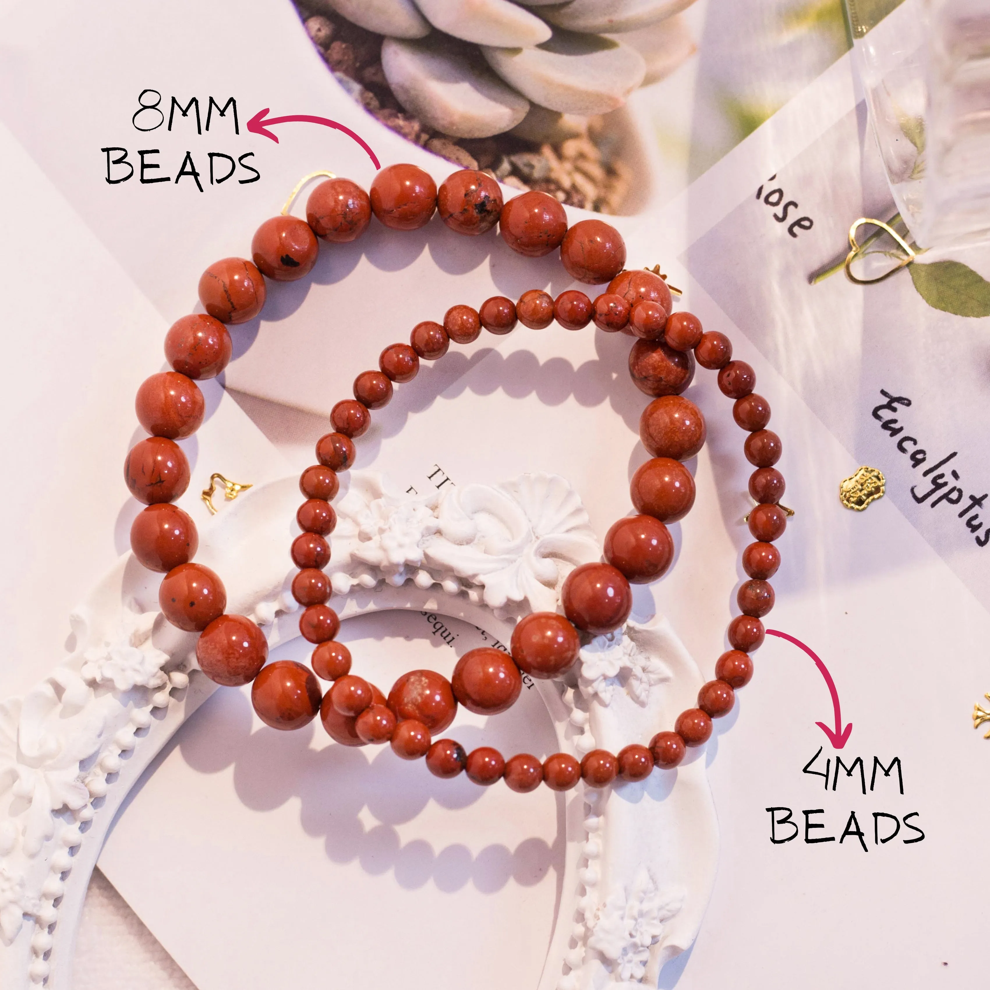 Red River Jasper Beaded Crystal Bracelet