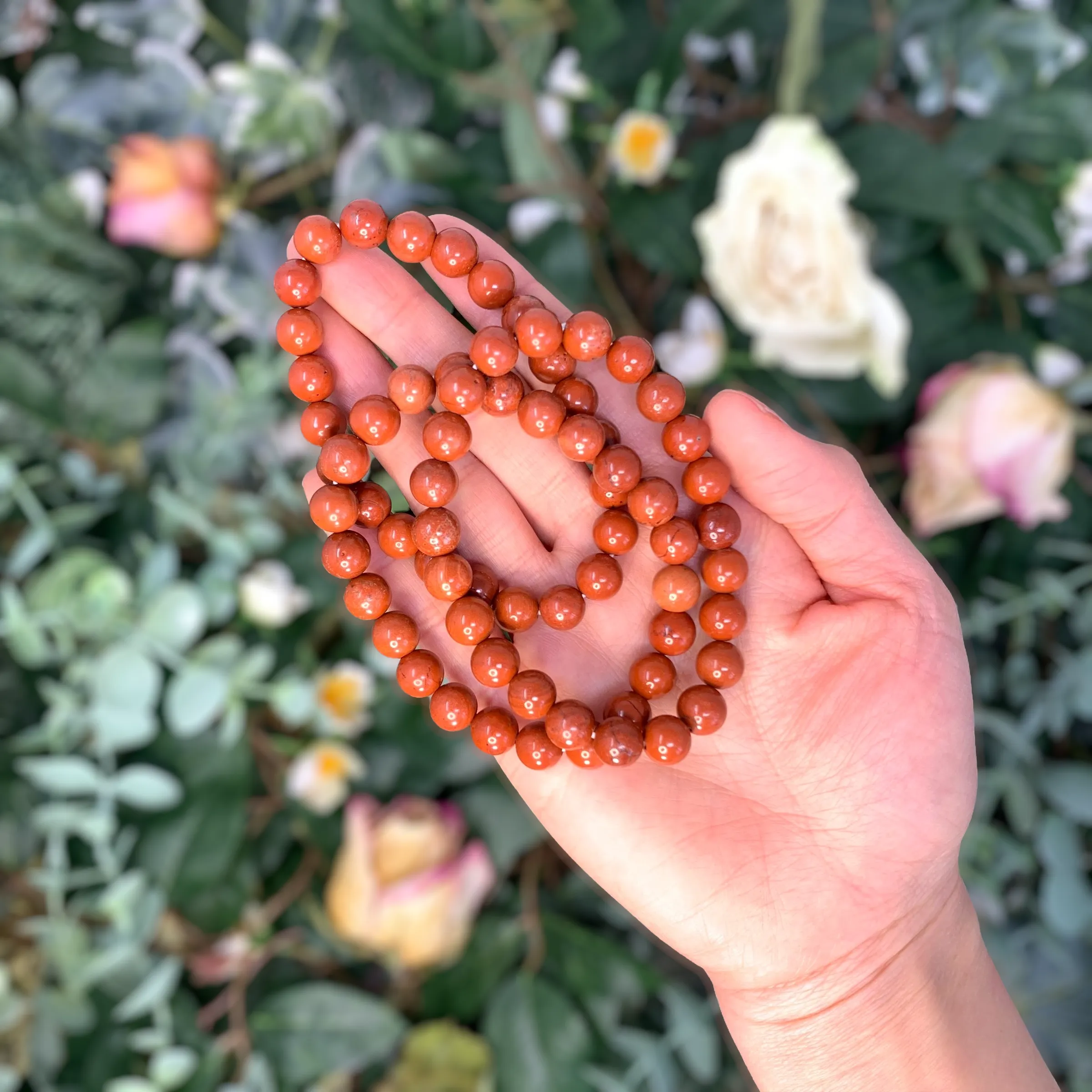 Red River Jasper Beaded Crystal Bracelet