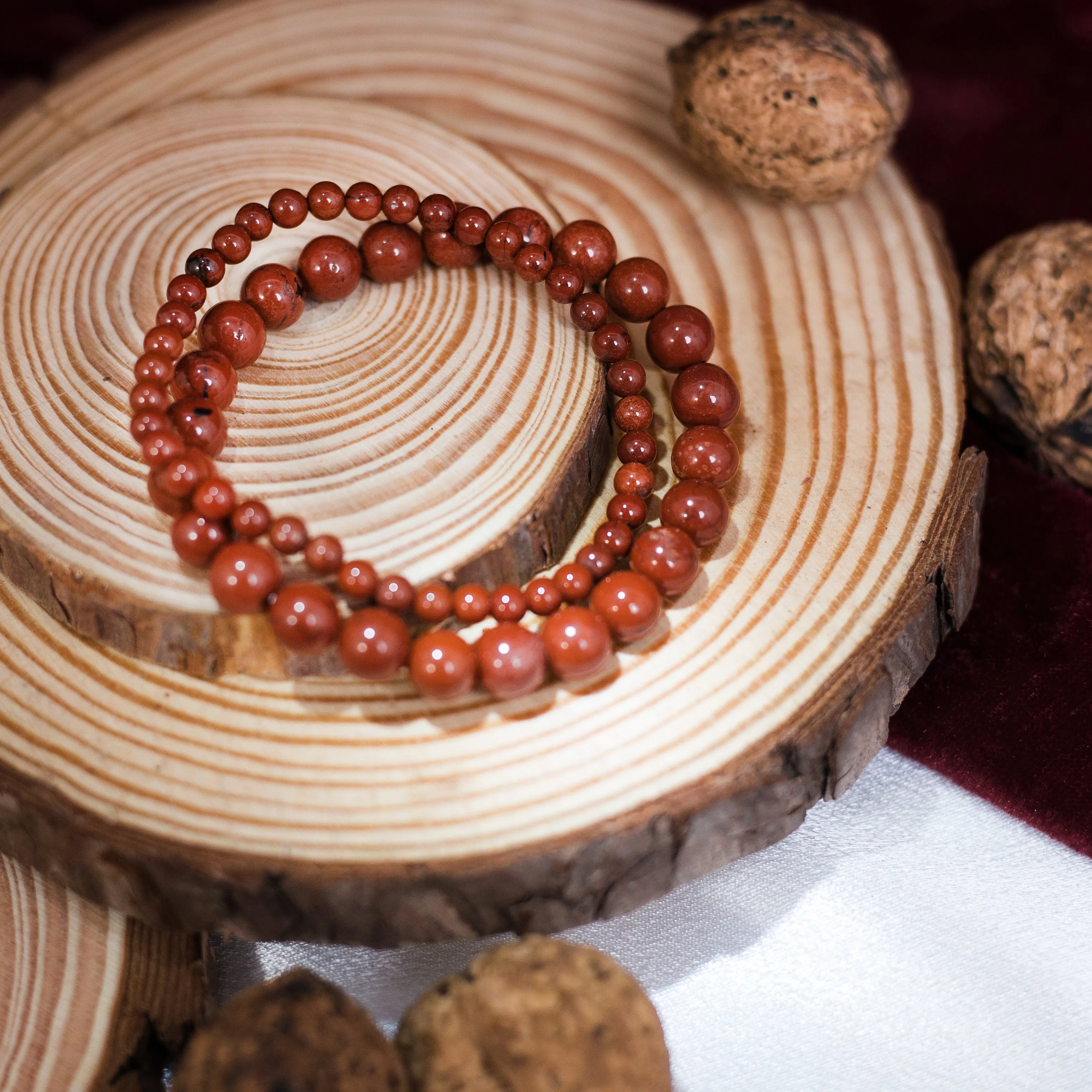 Red River Jasper Beaded Crystal Bracelet