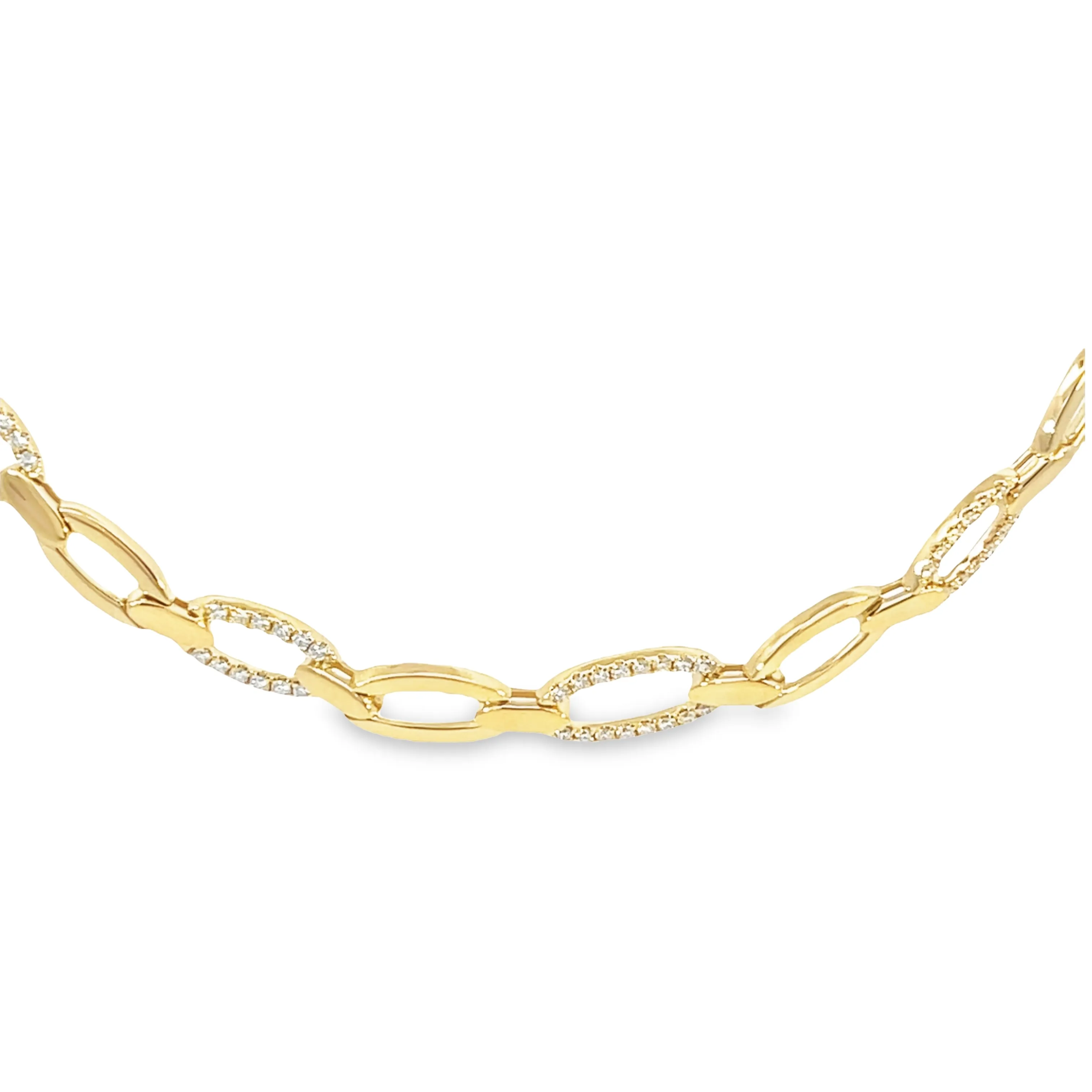 Shy Creation Alternating Diamond Oval Link Necklace