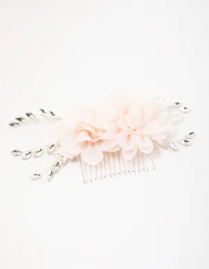 Silver Flower Crystal Leaf Hair Comb