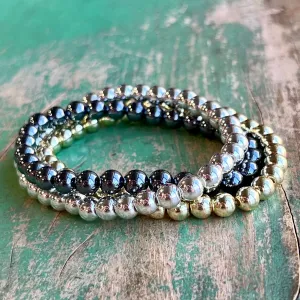 Silver, Gold or Terahertz Beaded Bracelets