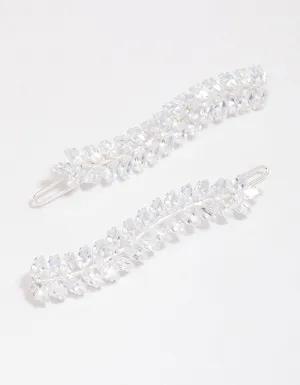 Silver Wavy Cubic Zirconia Vine Hair Clip Pack