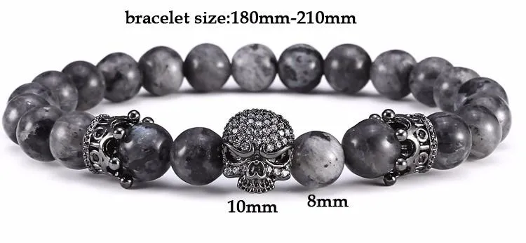 Spartan Skull Agate Eye Men's Bracelet