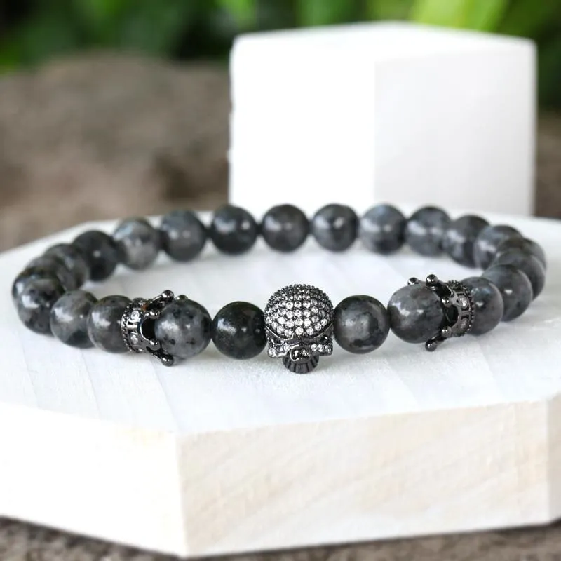 Spartan Skull Agate Eye Men's Bracelet