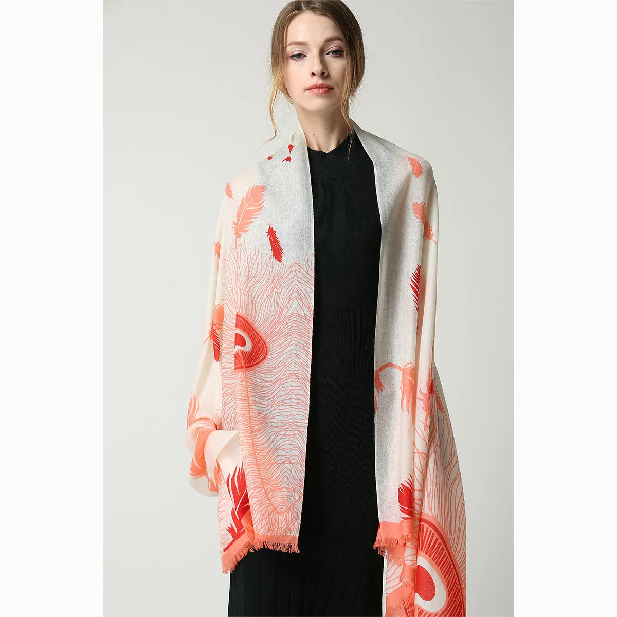 Ugg 100% Australian Merino Wool Scarf Cream and Coral