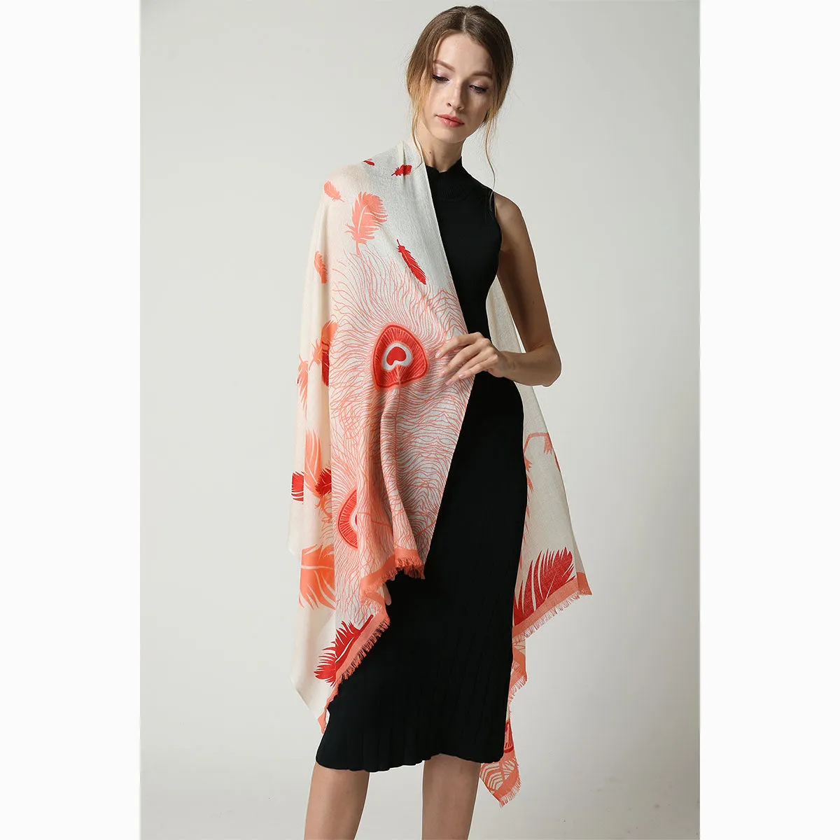 Ugg 100% Australian Merino Wool Scarf Cream and Coral