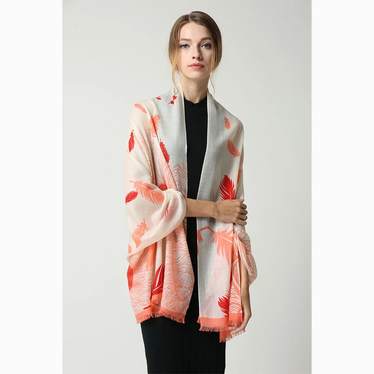 Ugg 100% Australian Merino Wool Scarf Cream and Coral