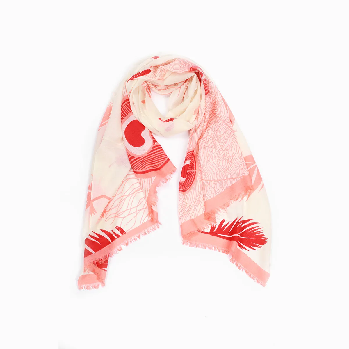 Ugg 100% Australian Merino Wool Scarf Cream and Coral