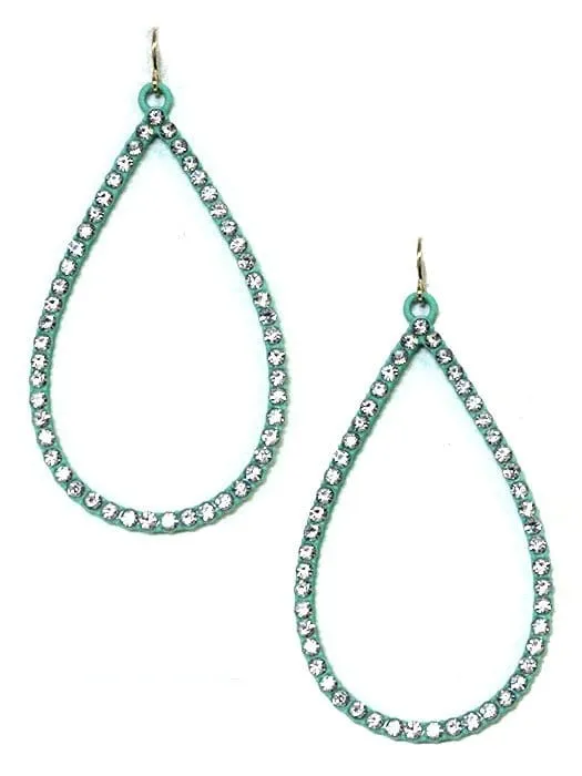 VE3018 Rhinestone Teardrop Dangle Earrings