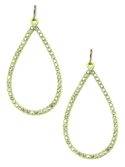 VE3018 Rhinestone Teardrop Dangle Earrings