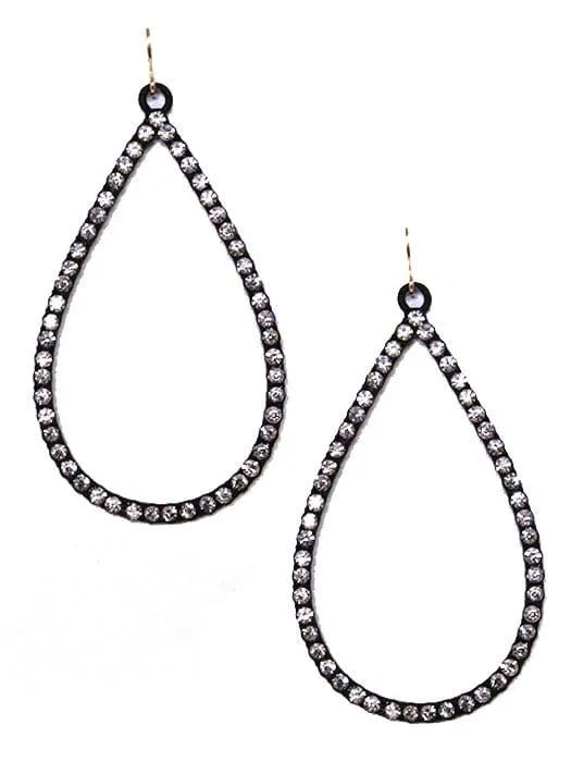 VE3018 Rhinestone Teardrop Dangle Earrings