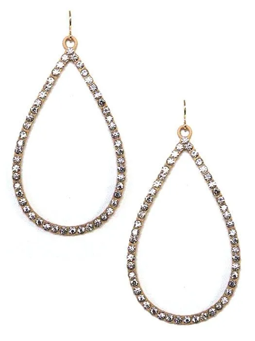 VE3018 Rhinestone Teardrop Dangle Earrings