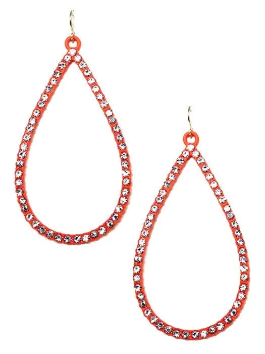 VE3018 Rhinestone Teardrop Dangle Earrings