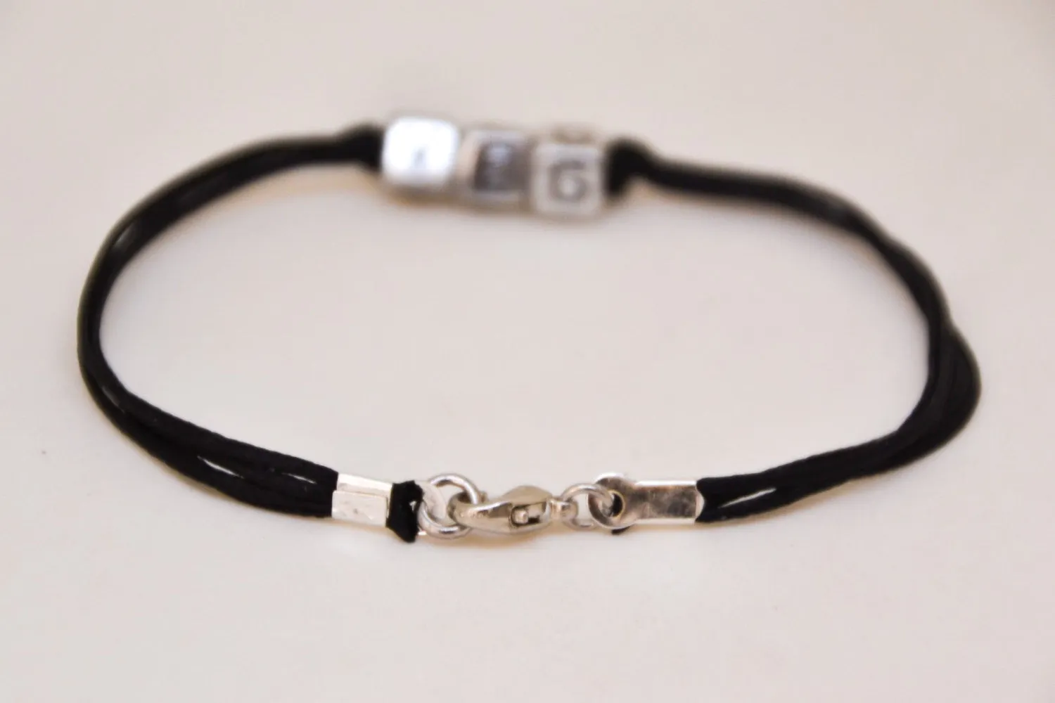 Vegetarian bracelet for men, black cord, gift for him