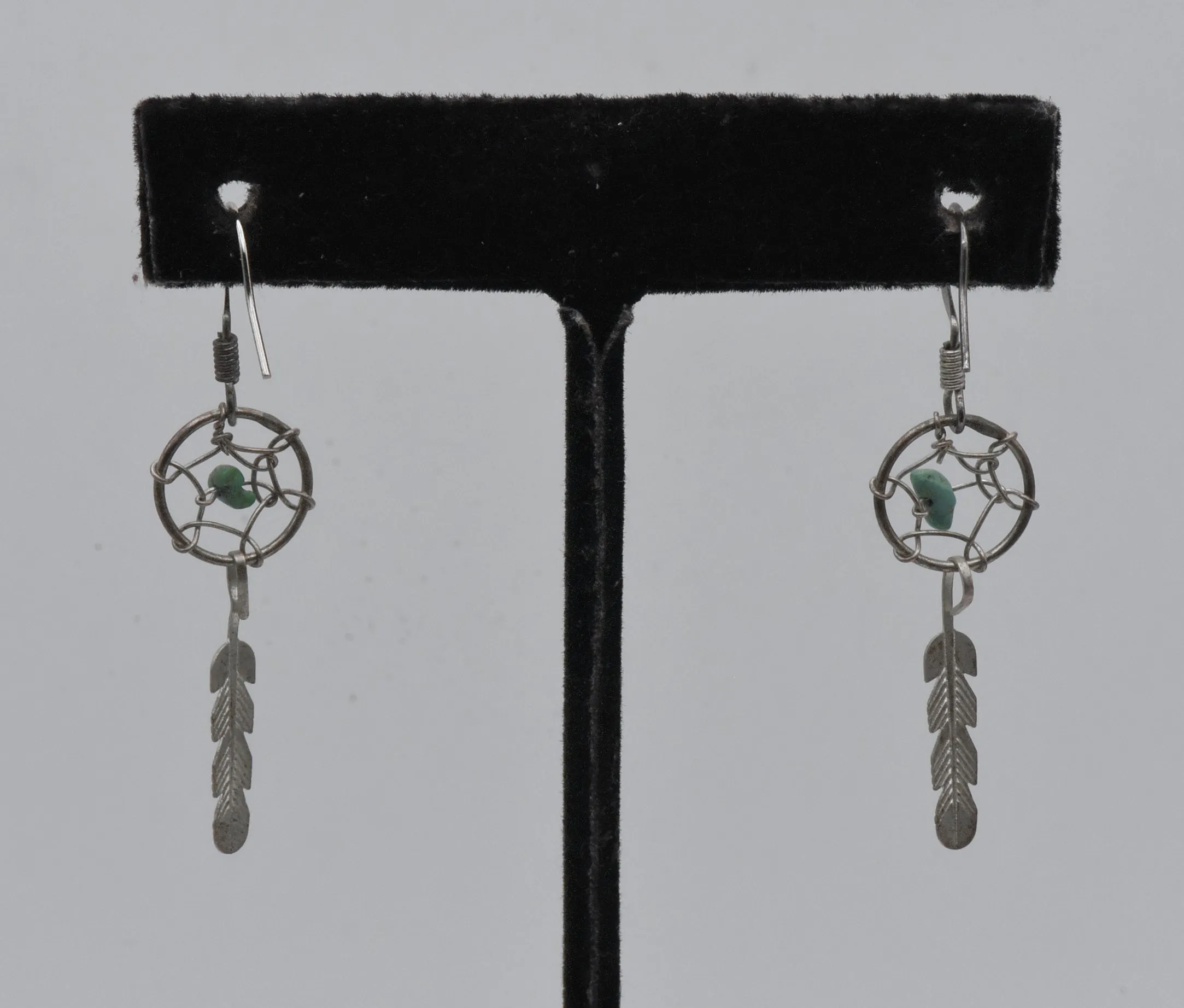 Vintage Silver and Turquoise Dreamcatcher Earrings