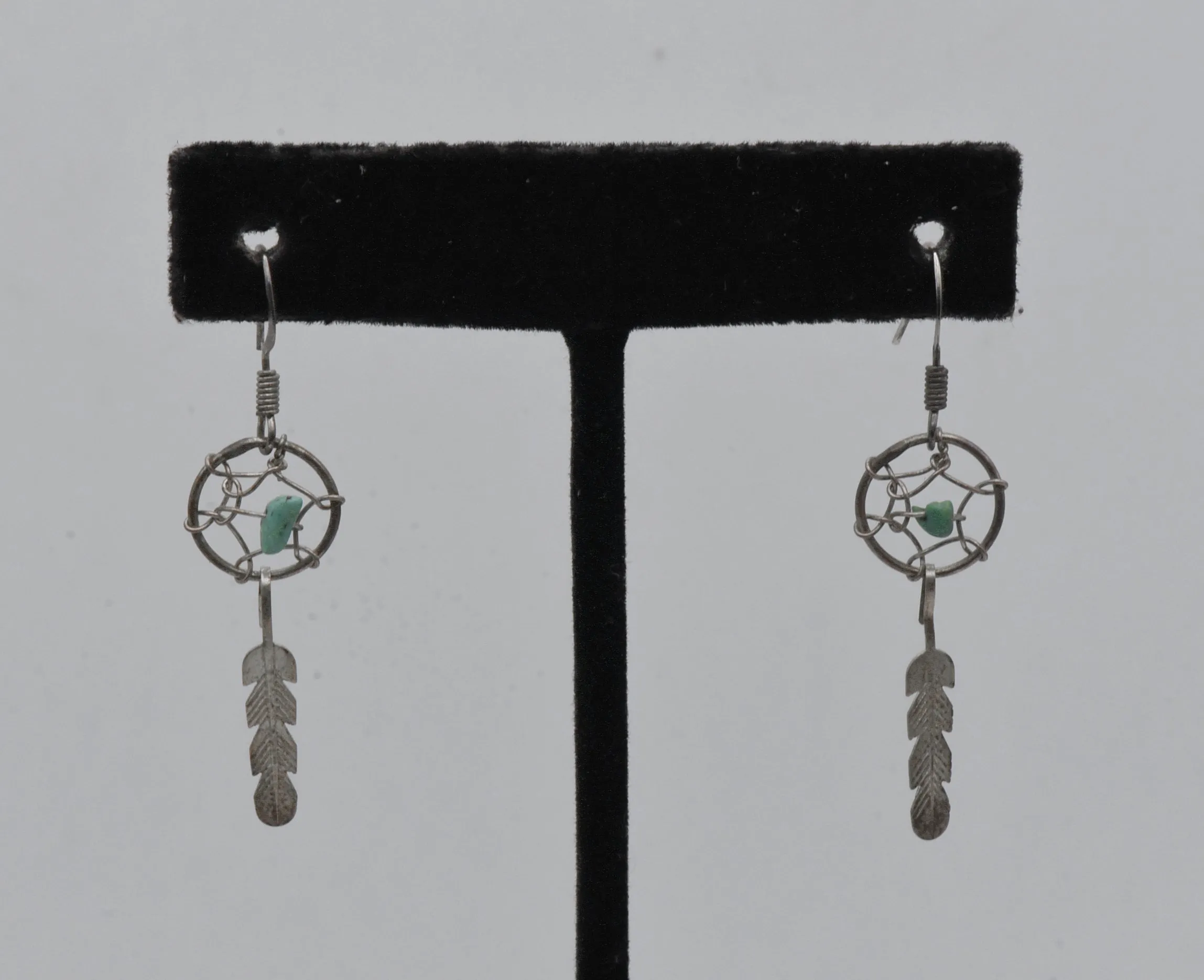 Vintage Silver and Turquoise Dreamcatcher Earrings