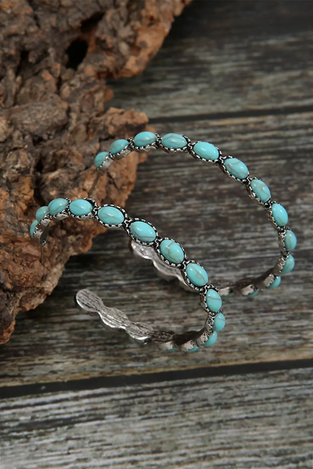 Western Turquoise Hoop Earrings