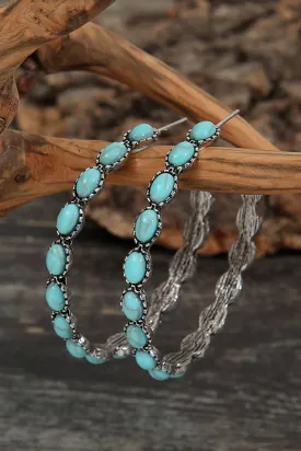 Western Turquoise Hoop Earrings