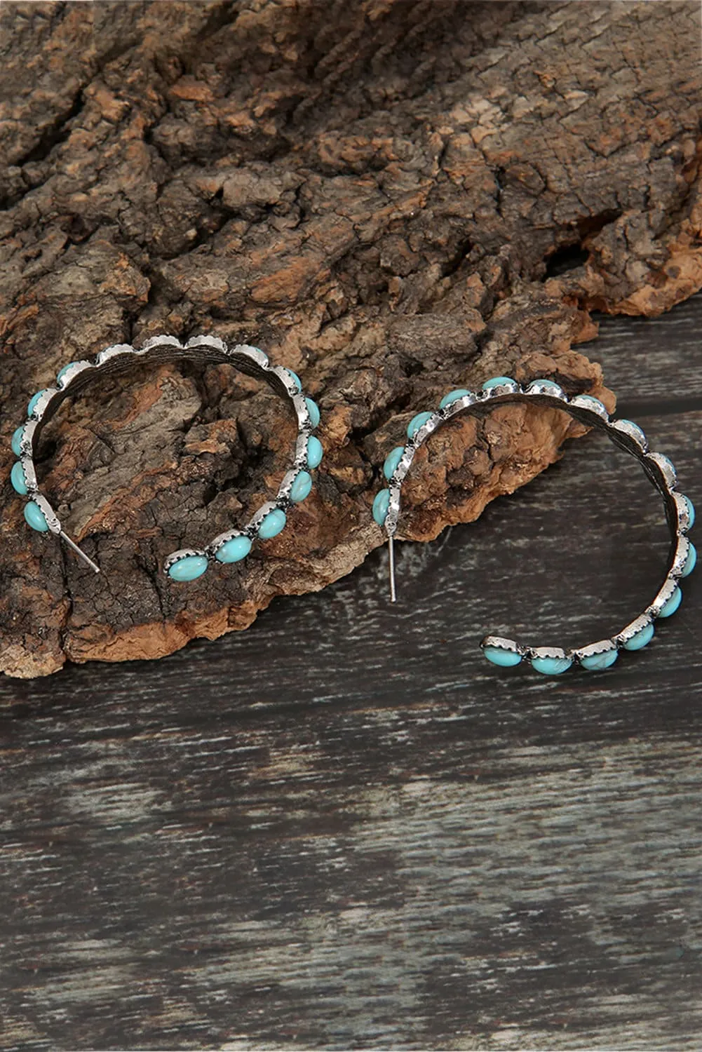 Western Turquoise Hoop Earrings