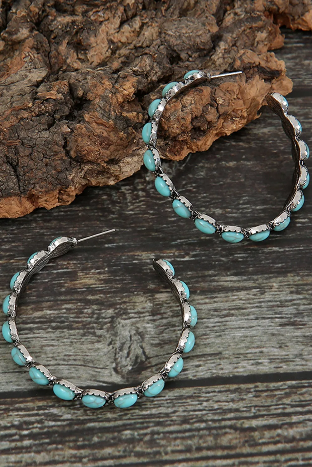 Western Turquoise Hoop Earrings